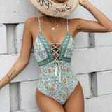 Patchwork Boho One Piece Swimsuit