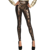 Casual Snake Print Leather Leggings