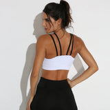 White & Black Hollow Out Mesh Sport Bra