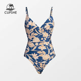 V-neck Floral One-Piece Swimsuit