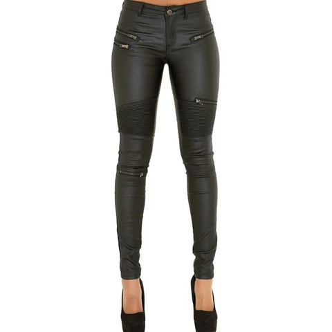 Punk Rock Low Waist Leather Leggings