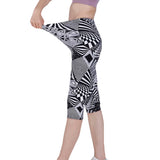 Black and White Vertical Striped Printed Leggings