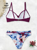 Push Up Floral Wrap Bikini Set