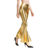 Shiny Metallic Flare Leather Leggings